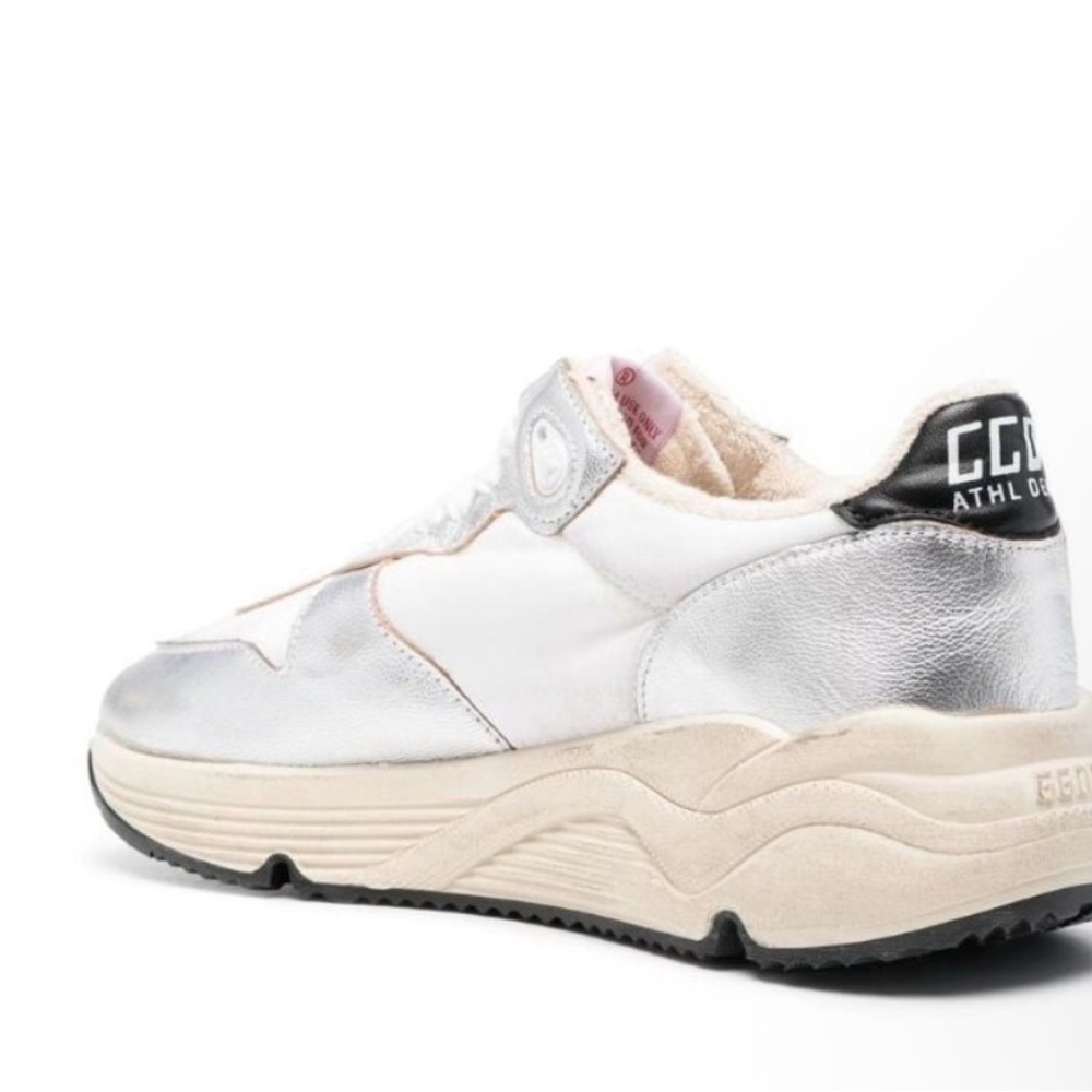 Golden Goose Silver and Cream Sneakers running sole metallic sneaker sz 40 - Picture 4 of 13